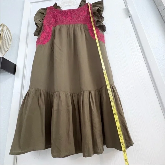 J. Marie Oaxaca Embroidered Floral
Olive Green Pink Ruffle Mini Dress Size M - Picture 8 of 11
